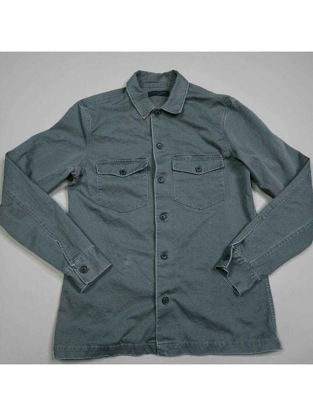 AllSaints Firebase Long Sleeve Shirt Work Chore Shirt Greenish Gray M